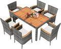 Shintenchi 7 Piece Patio Dining Set, Wicker Patio Conversation Set by Shintenchi