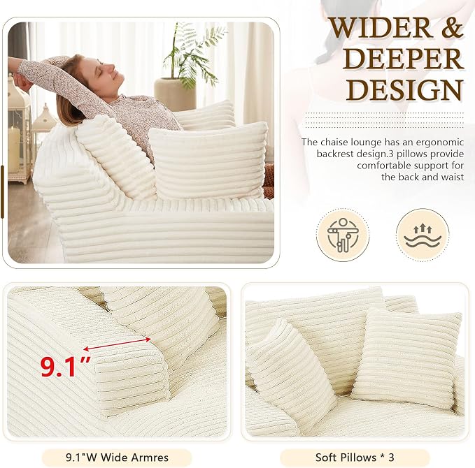 ODUWA Oversized Chaise Lounge Chair Indoor, Sofa Bed - Image 4