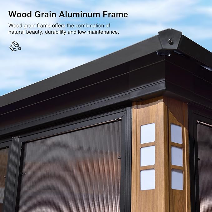 PURPLE LEAF 12' X 14' Patio Hardtop Gazebo Double Top Outdoor Screen Aluminum - Image 4
