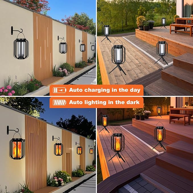 Solar Lantern Outdoor Lights, 2 Pack Waterproof Solar Powered Lanterns - Image 7
