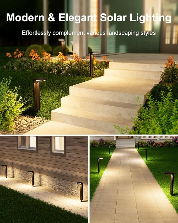 6 Pack Solar Powered Pathway Lights Outdoor Waterproof 30 LED Bright Walkway - Image 4