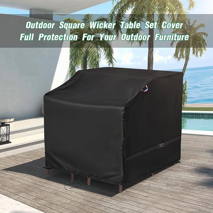 Outdoor Bar Set Cover for 3 Piece Patio Bar Set Wicker Outdoor Table, 41 Inch - Image 6