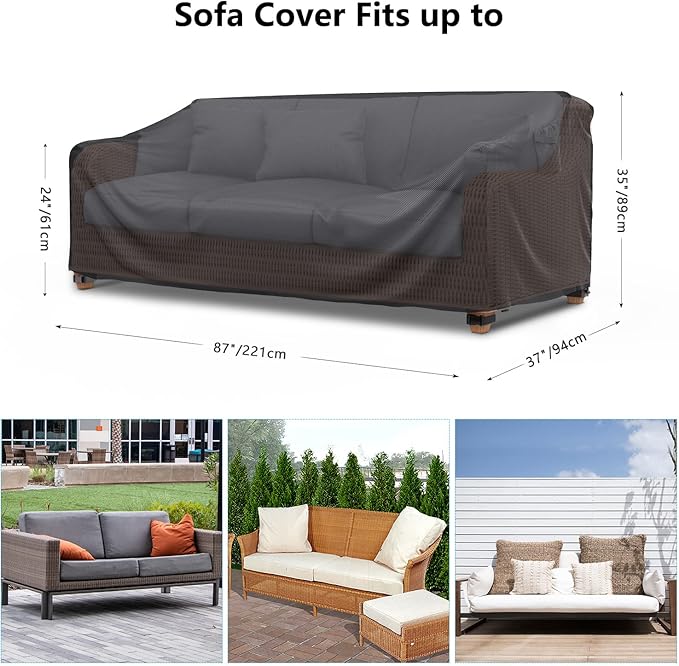 Heavy Duty Patio Sofa Cover Waterproof, Mrrihand 3-Seater Outdoor Sofa Loveseat - Image 2