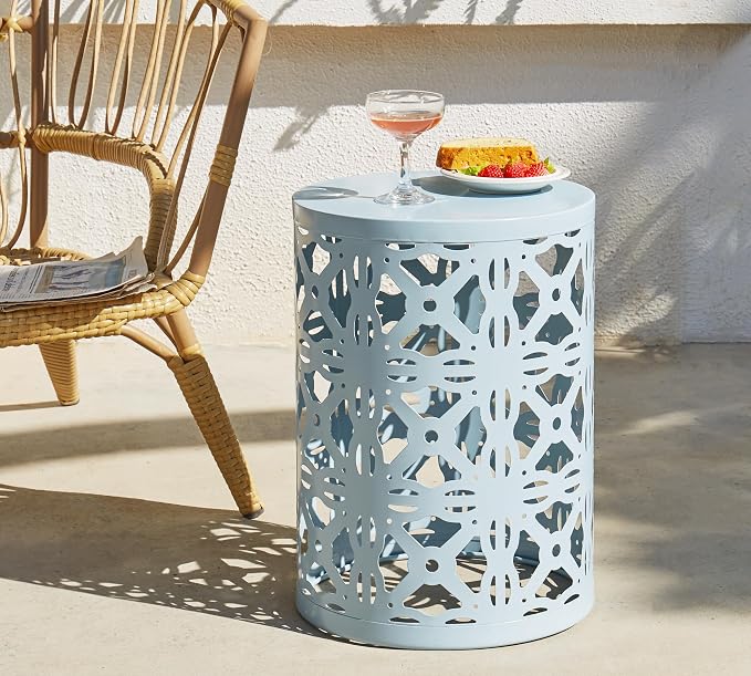 HFHOME Set of 3 Metal Outdoor Side Table, Nesting Round Coffee Table - Image 8
