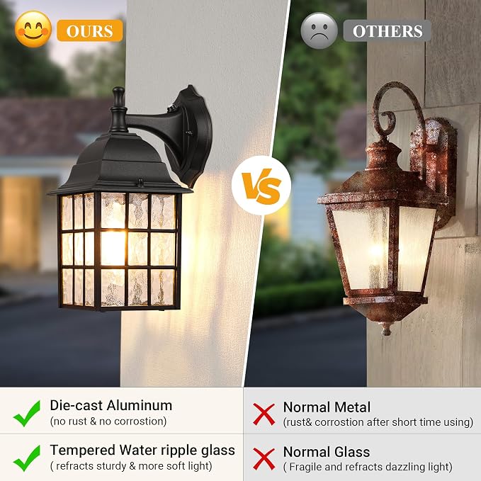 WIHTU 2-Pack Dusk to Dawn Outdoor Wall Lights, Sensor Exterior Light Fixtures - Image 4