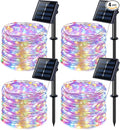 JMEXSUSS 4 Pack 100 LED Solar Christmas Lights, 33ft Solar String Lights by JMEXSUSS