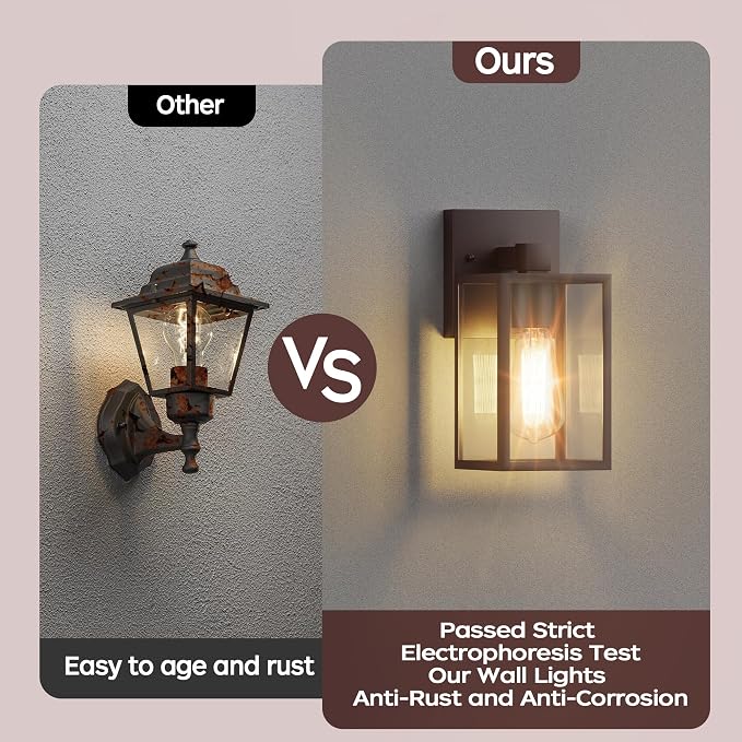 Oil Rubbed Bronze Outdoor Front Porch Light Fixture Wall Mount, LED Exterior - Image 5