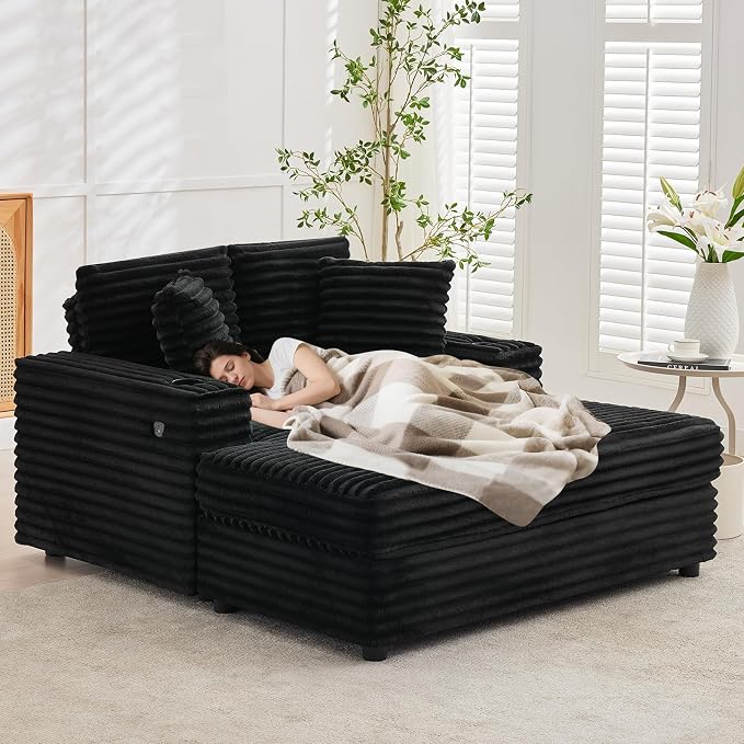 GarveeHome Oversized Chaise Lounge Chair Indoor, 56x60 in Comfortable Corduroy - Image 9