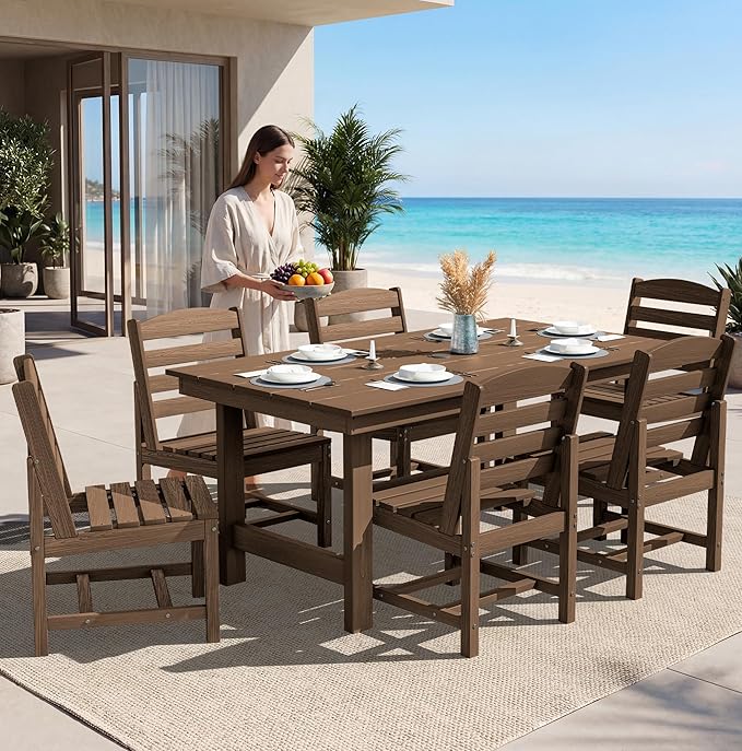 SERWALL Patio Dining Sets for 6 Person, HDPE Dining Set - Image 3