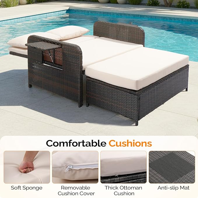 VINGLI Patio Daybed, Wicker Outdoor Daybed - Image 6