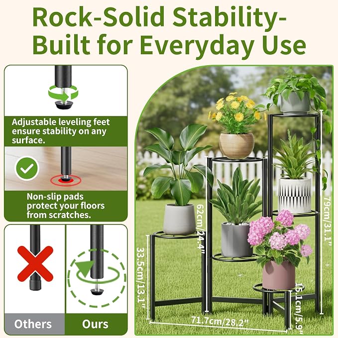 Outdoor Plant Stands for Patio Corner Tall Plant Stand Indoor Metal Flower Pot - Image 3