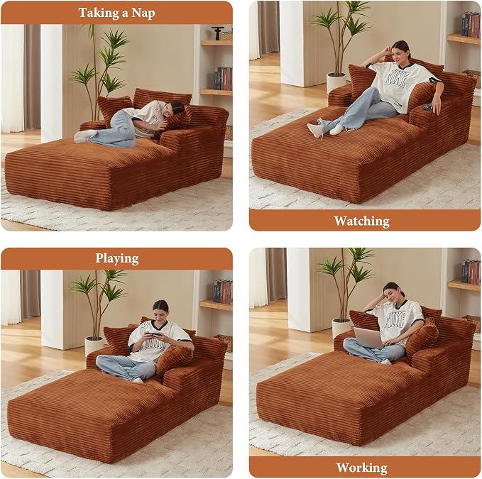 78.7" Chaise Lounge Chair Indoor, Oversized Boneless Couch Comfy Upholstered - Image 4