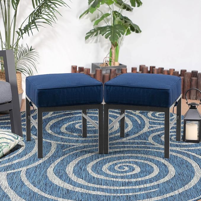 2 Pieces Outdoor Ottomans for Patio, Assembled Patio Ottomans - Image 7