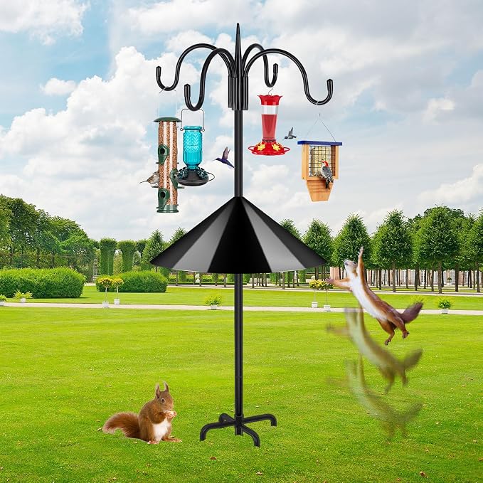 FEED GARDEN 4-Hook Squirrel-Proof Bird Feeder Pole by FEEDGARDEN