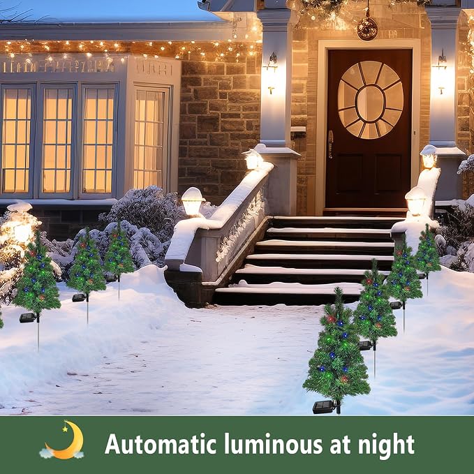 Solar Christmas Tree Garden Stake Lights Outdoor Waterproof Pathway Lights Xmas - Image 6