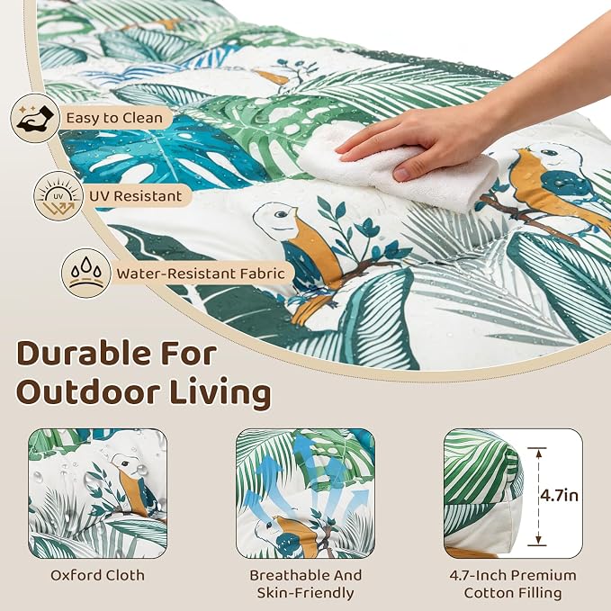 Waterproof Outdoor Chaise Lounge Chair Cushion 75.1 x 22 x 4.72 Inches UV - Image 5