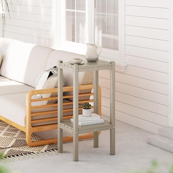WestinTrends Malibu 36" Outdoor Adirondack HDPE 2-Tier Patio Side Table - Image 2