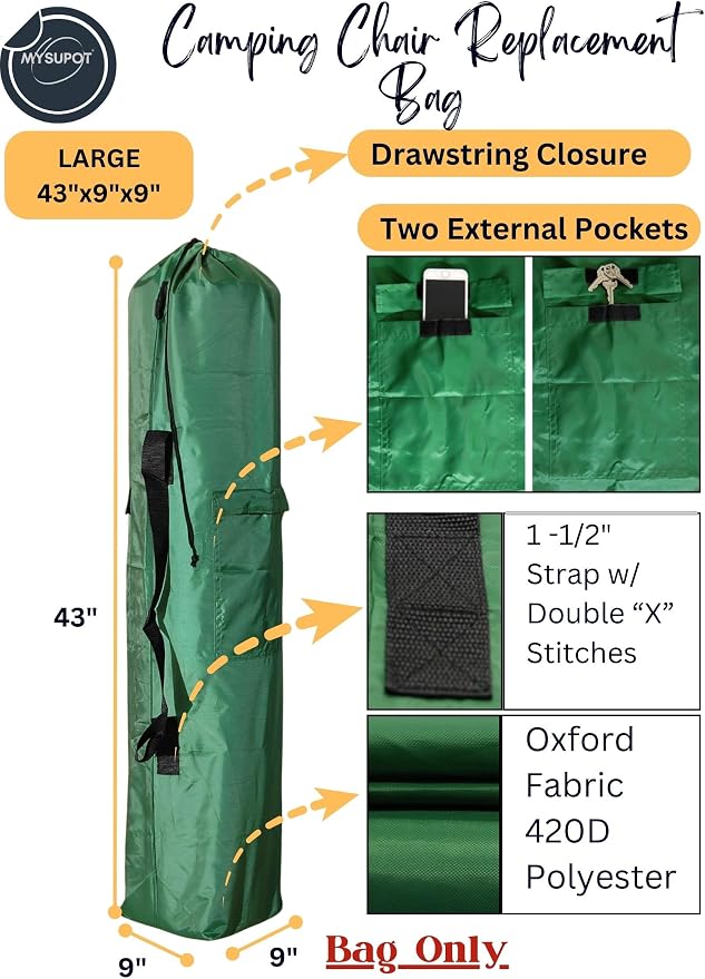 43"x9"x9" Replacement Bag for Folding Camping Chair, Camp Chairs, Yoga Mat - Image 3