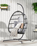 FREDEES Egg Swing Chair with Stand, Outdoor Hanging Egg Chair with Cushion by FREDEES
