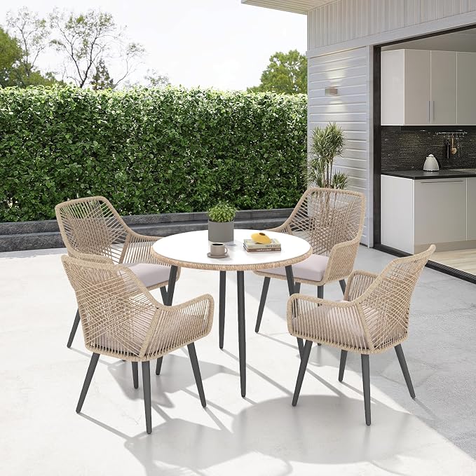 Patiorama 5-Piece Patio Dining Set, Outdoor Dining Table Chair Set, All-Weather - Image 9