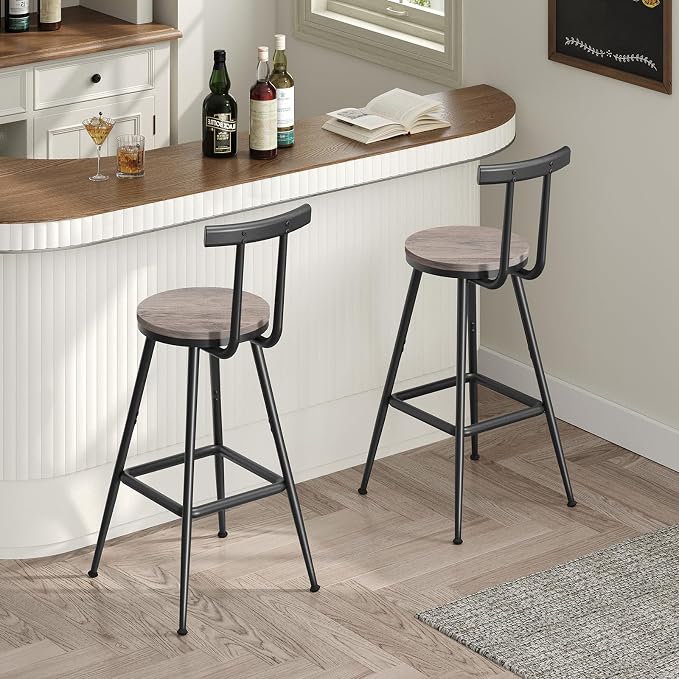 Bar Stools, Metal Frame, Adjustable Feet, Easy Assembly, - Image 5