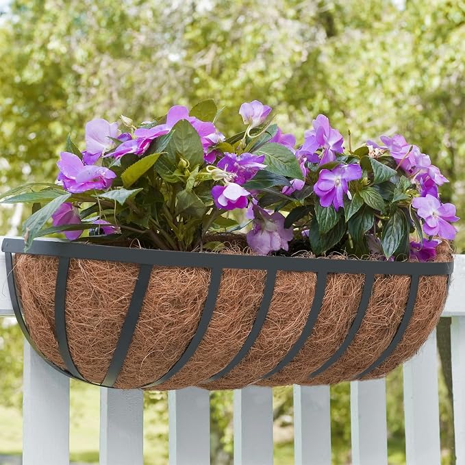 ZeeDix 24 Inch Railing Planter Box, 2 Pack Metal Window Boxes - Image 6