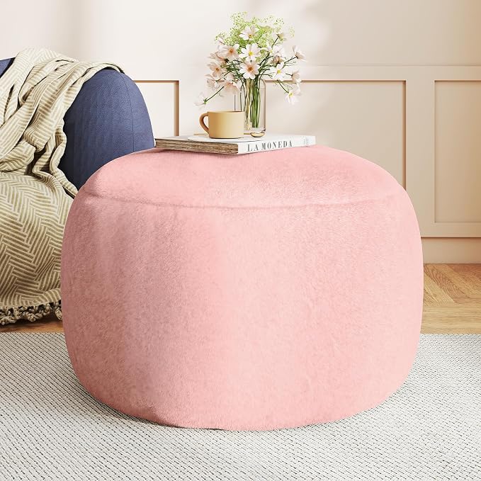 Round Stuffed Pouf Ottoman for Foot Rest, A Round Modern Foam Filled Poufs by Gericco