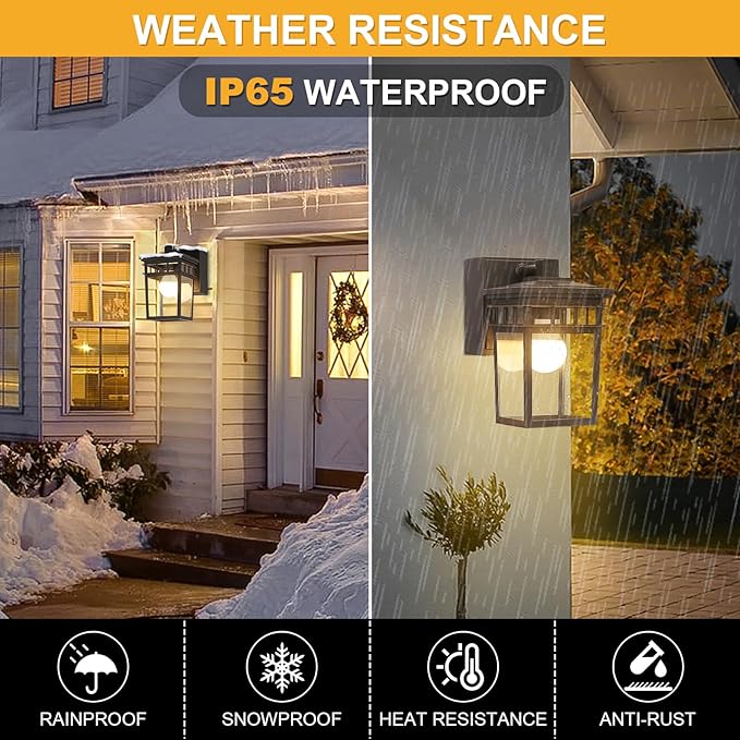 2 Pack Porch Lights with GFCI Outlets, Dusk to Dawn Outdoor Lighting Exterior - Image 5