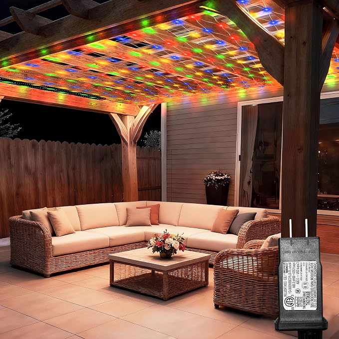 6.6ft x 6.6ft Christmas Net Lights, 160LED Gazebo Mesh Lights Outdoor 8 Modes by Lovelite