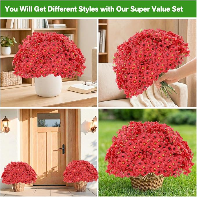 22 Pack Artificial Flowers Outdoor Fake Plants, Faux Flowers UV Resistant - Image 3