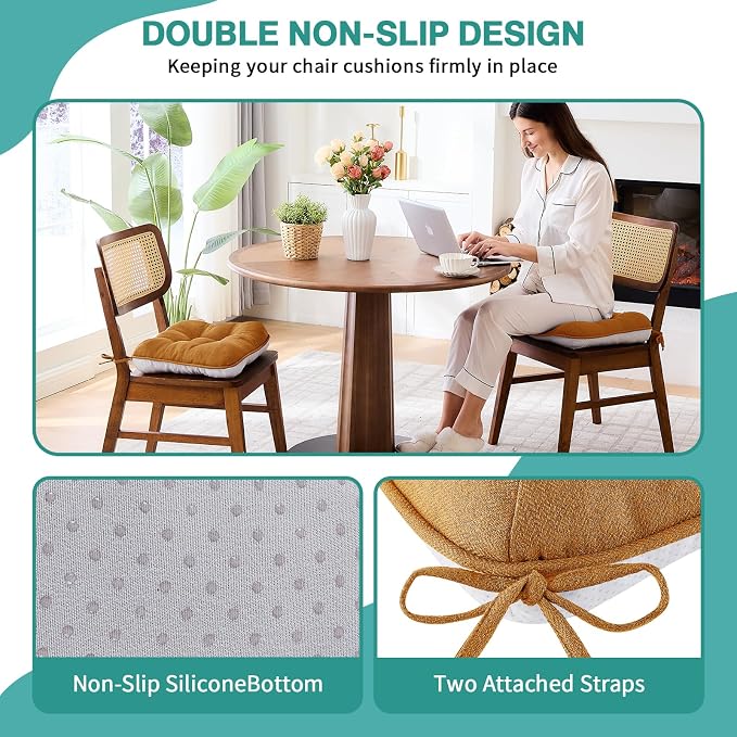 BETU Chair Cushions for Dining Chairs Set of 2, 3.5" Thick Kitchen Table Chair - Image 4
