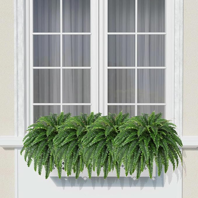 Single Silky Artificial Boston Fern Bush, 43Inch Large Artificial Ferns - Image 5