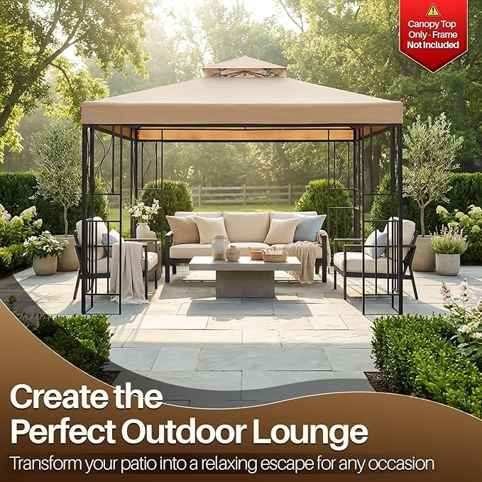 Flexzion Gazebo Cover Replacement Canopy Top 12x12 Ft - Image 2