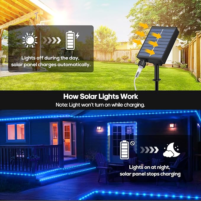 ICRGB Solar Pool Lights for Above Ground, 66FT 200LED 1800mAh Solar Rope Lights - Image 4