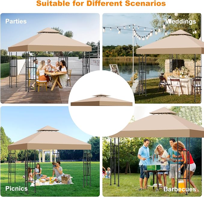 10x10 Canopy Replacement Top Cover Canopy Top Replacement Double Layer Vented - Image 8