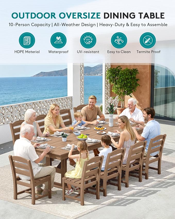 SERWALL 11 Piece Outdoor Dining Set - Image 7