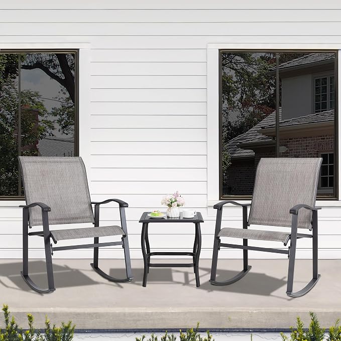 Shintenchi 3 Piece Rocking Bistro Set, Outdoor Furniture - Image 2
