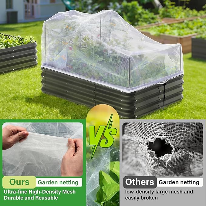 KEOHOL 3-Pack Garden Netting for Raised Beds, 59.1" × 27.6" × 17.7" Rectangular - Image 6