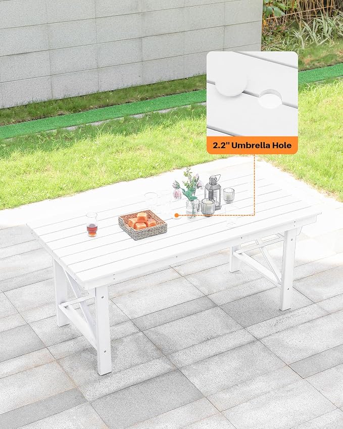 HDPE Outdoor Dining Table, 66.9” Rectangle Patio Dining Table - Image 3