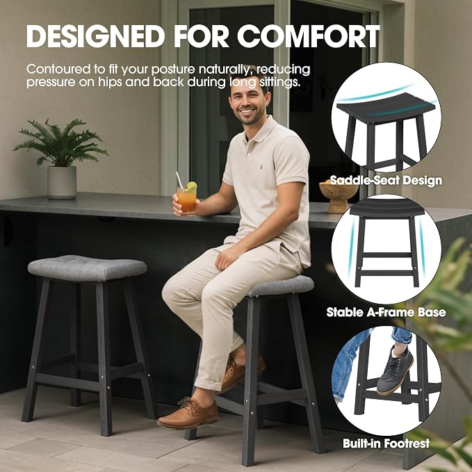 Ciokea 4 Set 29" Outdoor Bar Stools - Image 4
