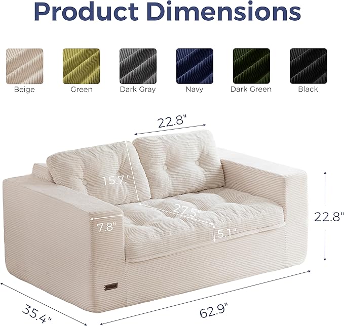 MAXYOYO 63" Loveseat Sofa Couch - Image 2