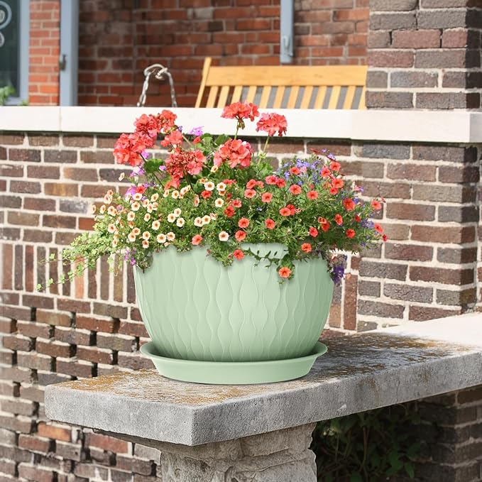 Large Flower Pots 12/10/9 inch, 3 Set Wide Plant Pots - Image 6