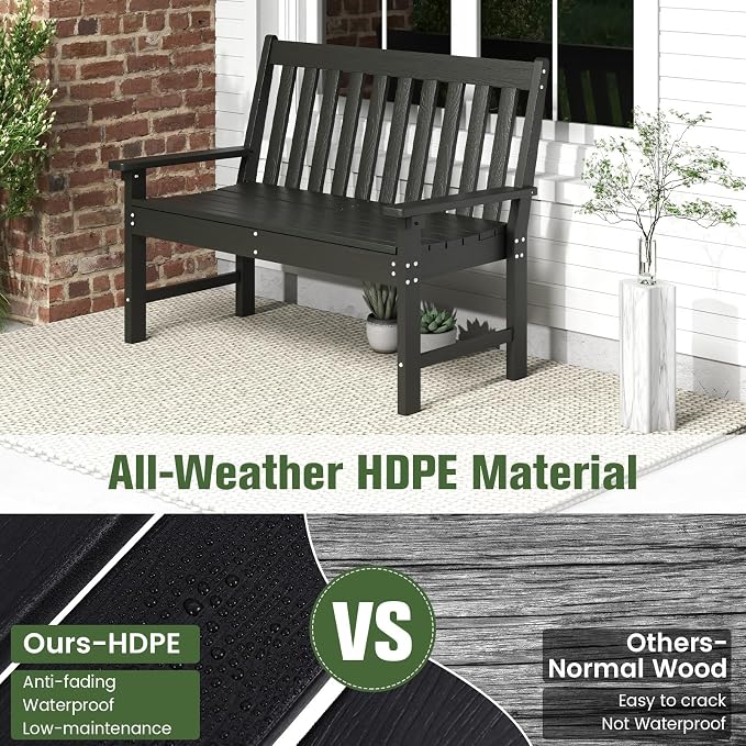 Tangkula HDPE Outdoor Garden Bench - Image 5