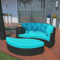 Modway Taiji Wicker Rattan Outdoor Patio Sectional Daybed in Espresso Turquoise by Modway
