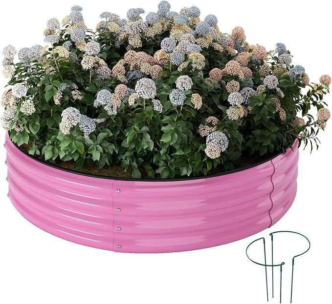 Galvanized Metal Planter Round Raised Garden Bed Kit by ZFHgarden