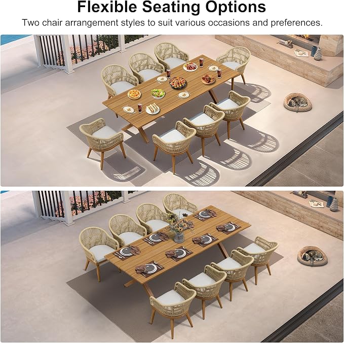 PURPLE LEAF 9 Piece Longer Patio Dining Set - Image 5