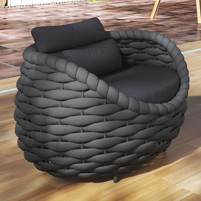 TWT Patio Sofa All-Weather Textilene Rope Balcony Furniture - Image 9