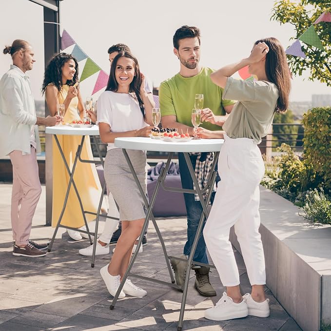 Bonnlo 32" Cocktail Table High Top Table, Folding Round Table Bar Height - Image 2