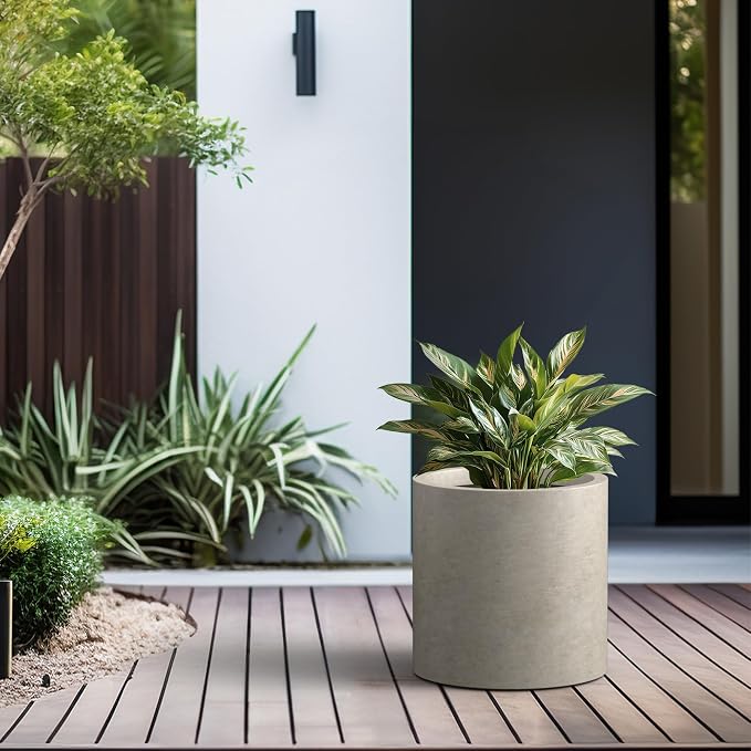 Kante 15.7" Dia Round Concrete Planter, Modern Style Large Cylindrical Plant Pot - Image 5