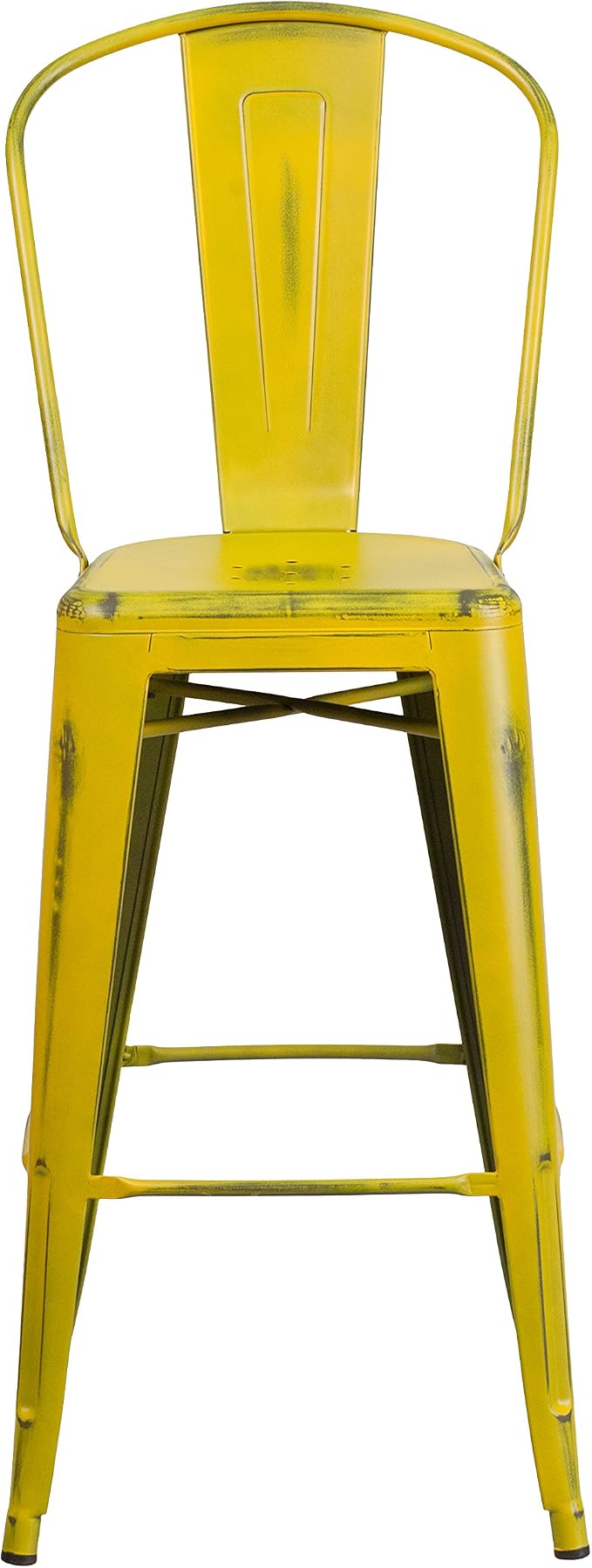 EMMA + OLIVER Commercial Grade 30" H Distressed Yellow Metal Indoor-Outdoor - Image 5